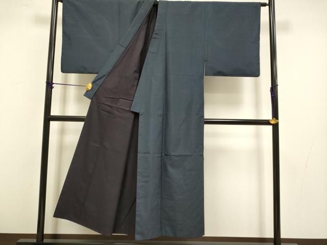 平和屋本店□極上 男性 綿紬 単衣 アンサンブル 長羽織セット キング