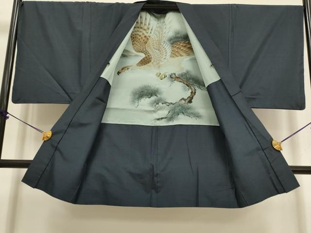平和屋着物□極上 男性 本場大島紬 アンサンブル 長羽織 羽裏・風神