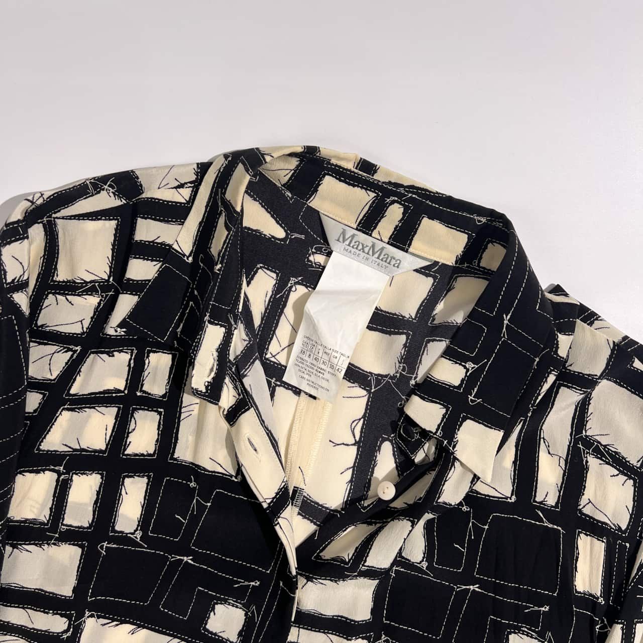 シルク100% イタリア製 Max Mara マックスマーラ 総柄 長袖 シャツ 