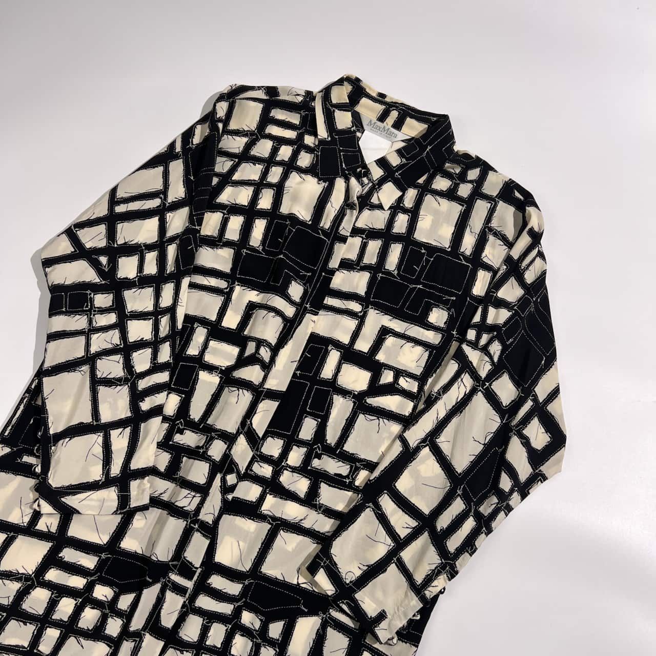 シルク100% イタリア製 Max Mara マックスマーラ 総柄 長袖 シャツ 