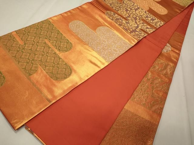 平和屋着物●六通柄袋帯　作家物　鹿の子文　正絹　逸品　CABF5331hy 平和屋着物○六通柄袋帯 鹿の子文 金糸 正絹 逸品 CAAZ6441dy 【公式通販】