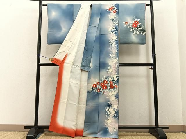 平和屋着物●訪問着　手描き　水玉　暈し染め　正絹　逸品　CABD8951gh 平和屋着物○訪問着 友禅 枝花文 暈し染め 正絹 逸品 CABF3416utの通販
