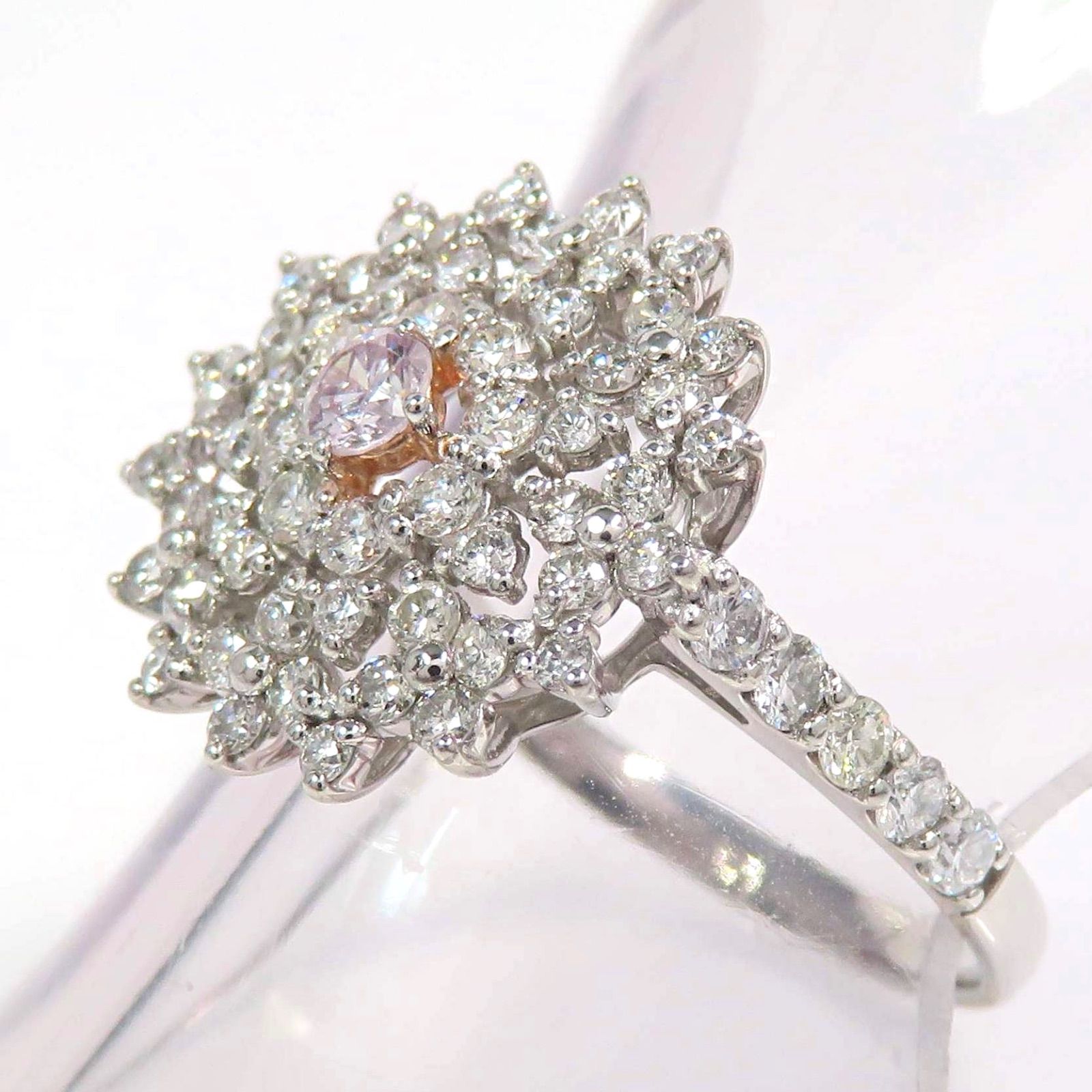 Pt950 ピンクダイヤモンド0.105ct ダイヤモンド0.99ct リング プラチナ 