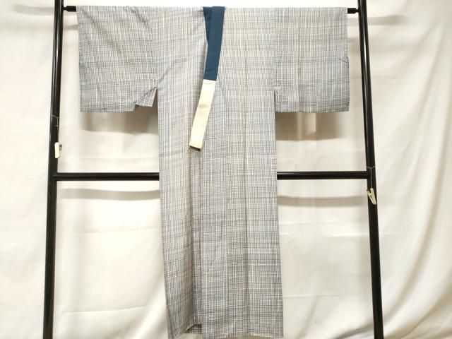 平和屋着物■男性　長襦袢　袷　格子　正絹　逸品　CABF4076ev