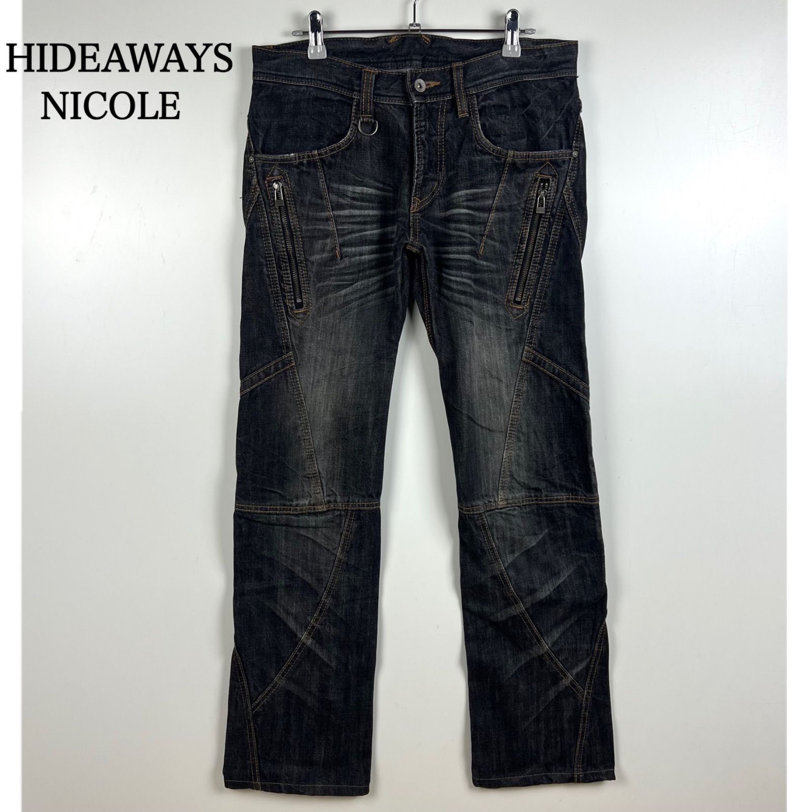 HIDEAWAYS NICOLE y2k style shoe cut black denim 44 ハイダウェイ 