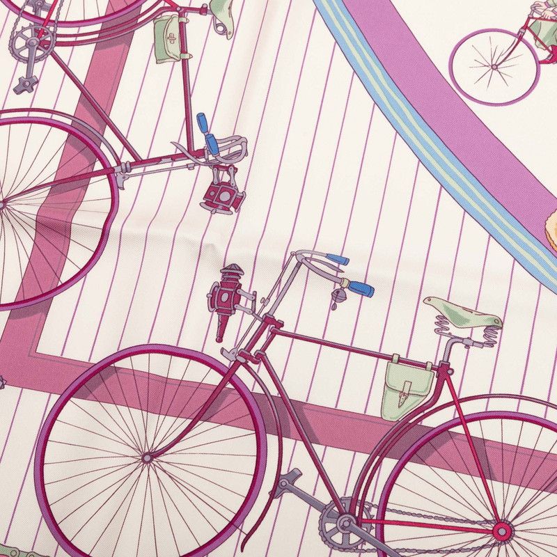エルメス カレ90 LES BECANES 自転車 スカーフ マルチカラー シルク