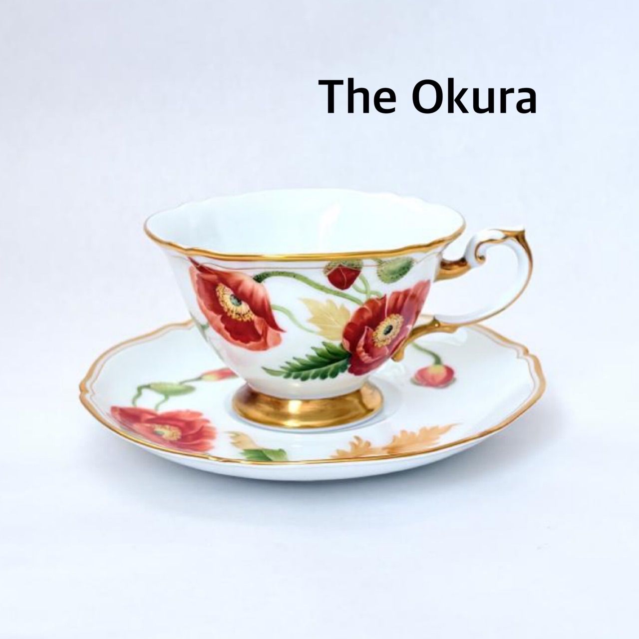 ☆The Okura 大倉陶園 手描き技法シリーズ ポピー カップ＆ソーサー 花