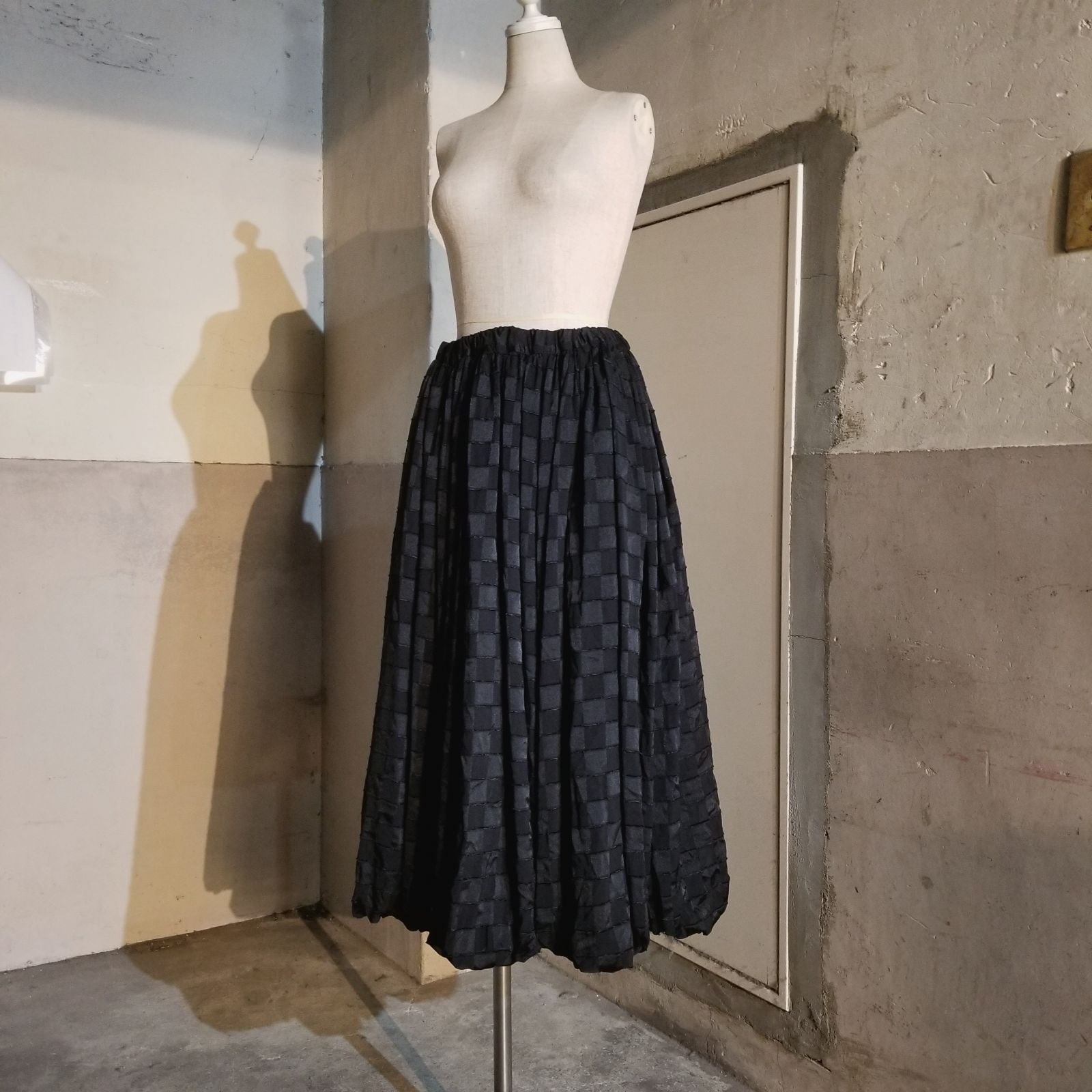 COMME des GARCONS 21ss エステル縮絨 バルーンスカート チェッカー 