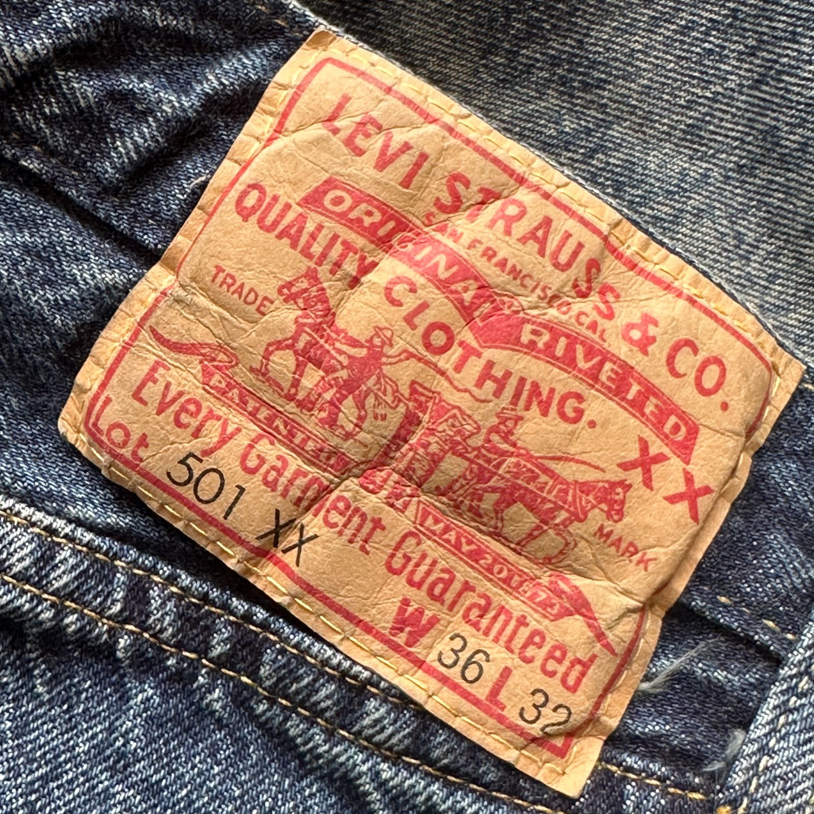 LEVI'S 501XX 1955年モデル LVC W36 日本製 BIG-E 赤耳 インディゴ