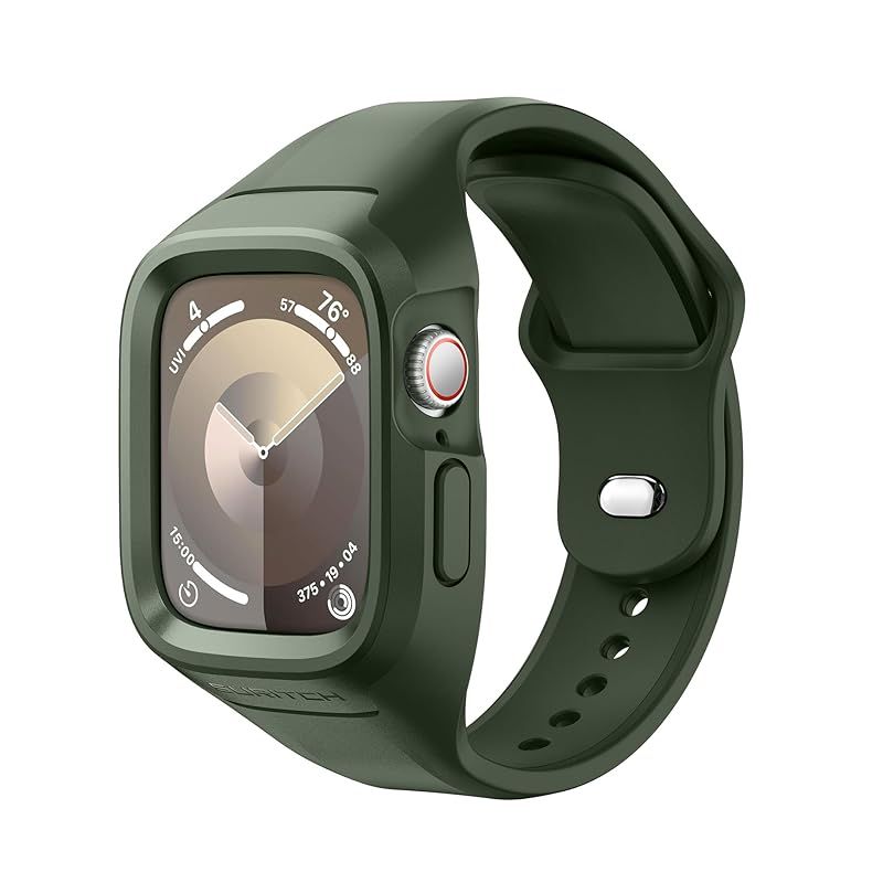 SURITCH アップルウォッチ バンド Apple Watch ストラップ 40mm 41mm ソフトシリコン 調節可能 リストバンド 交換用ストラップ スポーツバンド ケース付き iWatch Series 9/8/7/SE2/6/SE/5/4用-グリ 0