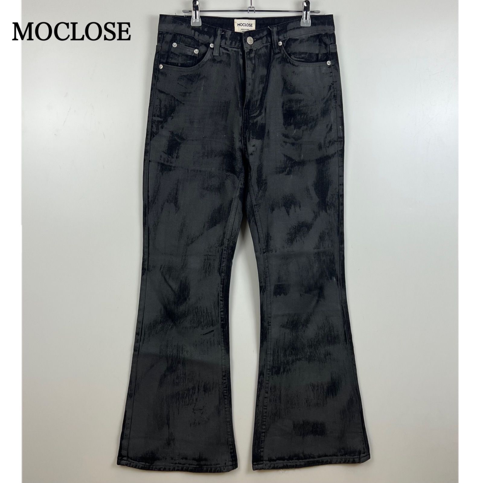 MOCLOSE y2k grunge style coating flare denim pants M コーティング 