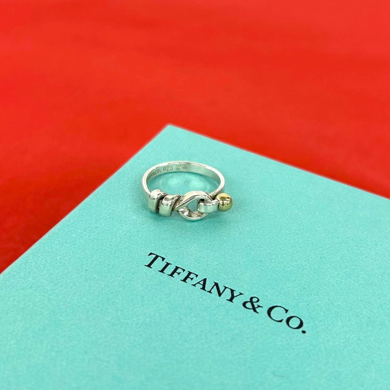 極 美品 TIFFANY&Co. ティファニー ラブノット リング フック＆アイ 