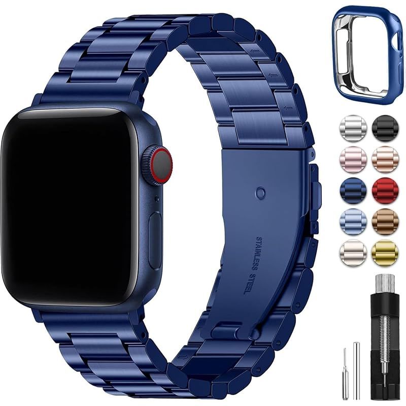 for Apple Watch バンド 保護ケース付き 41mm 40mm 38mm ステンレス製 アップルウォッチ 交換ベルト Apple Watch 9/8/7/SE2/6/SE/5/4/3/2/1対応 iWatch バンド 男女兼用 おしゃれ 長さ調 0