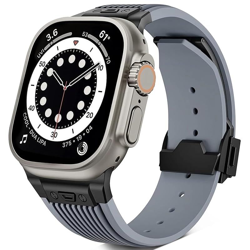 Blissstorm コンパチブル Apple Watch バンド 42mm 44mm 45mm 46mm 49mm アップルウォッチ スポーツ バンド シリコーン 交換用 高級ベルト 新型折りたたみ式バックル付き 耐衝撃 防水 防汗メンズ Watch U 0