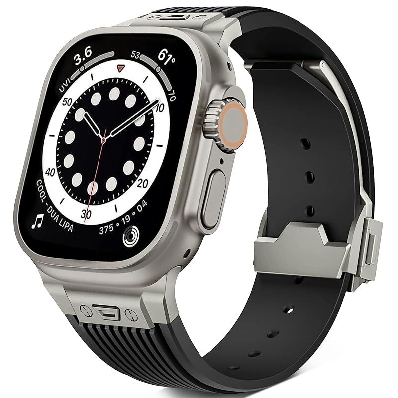 Blissstorm コンパチブル Apple Watch バンド 42mm 44mm 45mm 46mm 49mm アップルウォッチ スポーツ バンド シリコーン 交換用 高級ベルト 新型折りたたみ式バックル付き 耐衝撃 防水 防汗メンズ Watch U 1