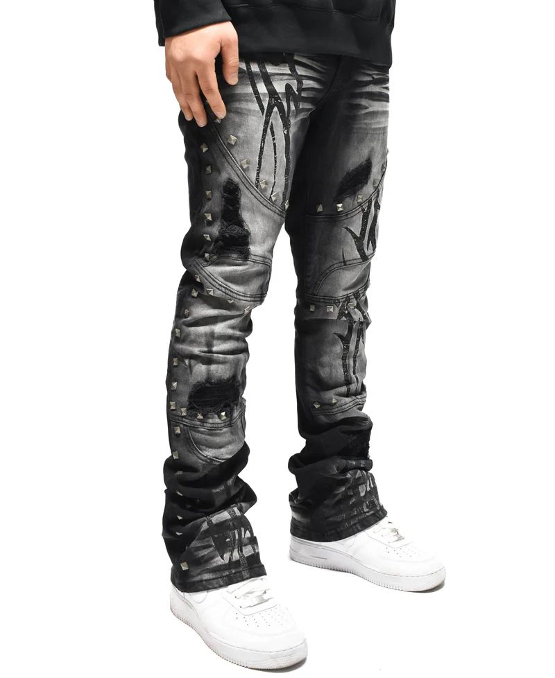 新品/US輸入/定価￥18,900]TAKER メンズ STUD FLARE DENIM スタッズ 