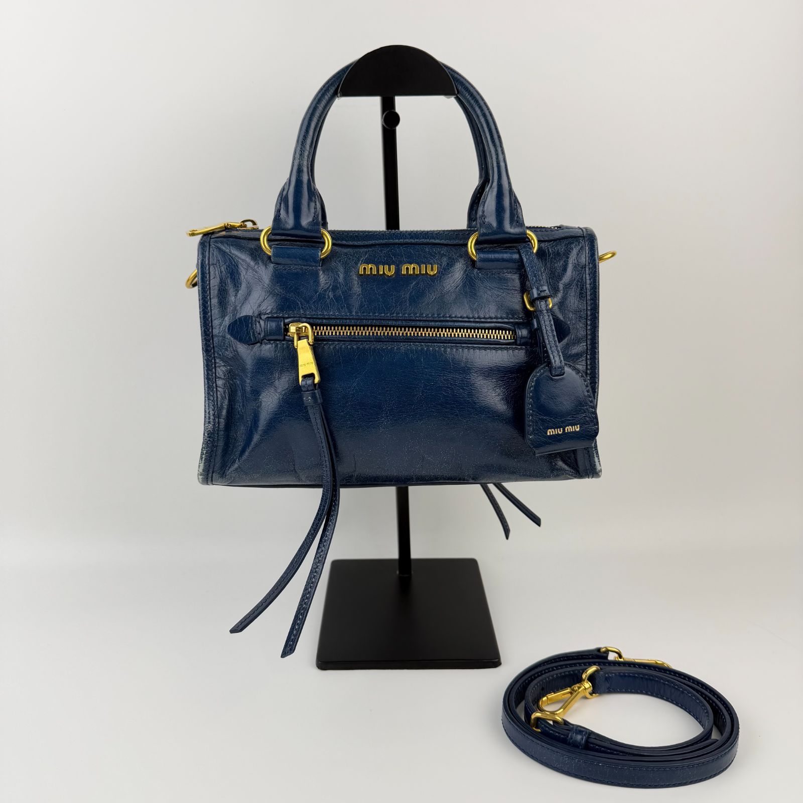 中古】MIU MIU ミュウミュウ ハンドバッグ ショルダーバッグ ブルー 