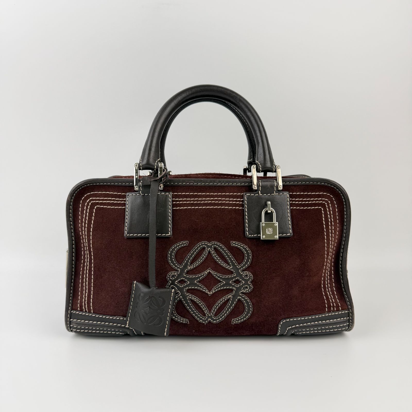 中古】LOEWE ロエベ アナグラム アマソナ28 ハンドバッグ ブラウン 