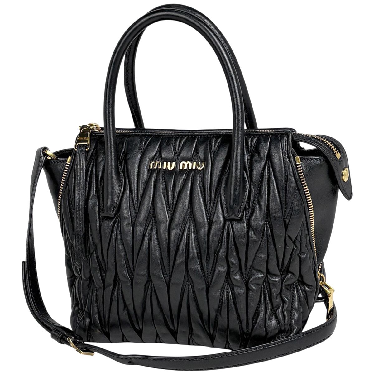 ミュウ ミュウ Miu Miu マテラッセ ハンドバッグ レザー ブラック 