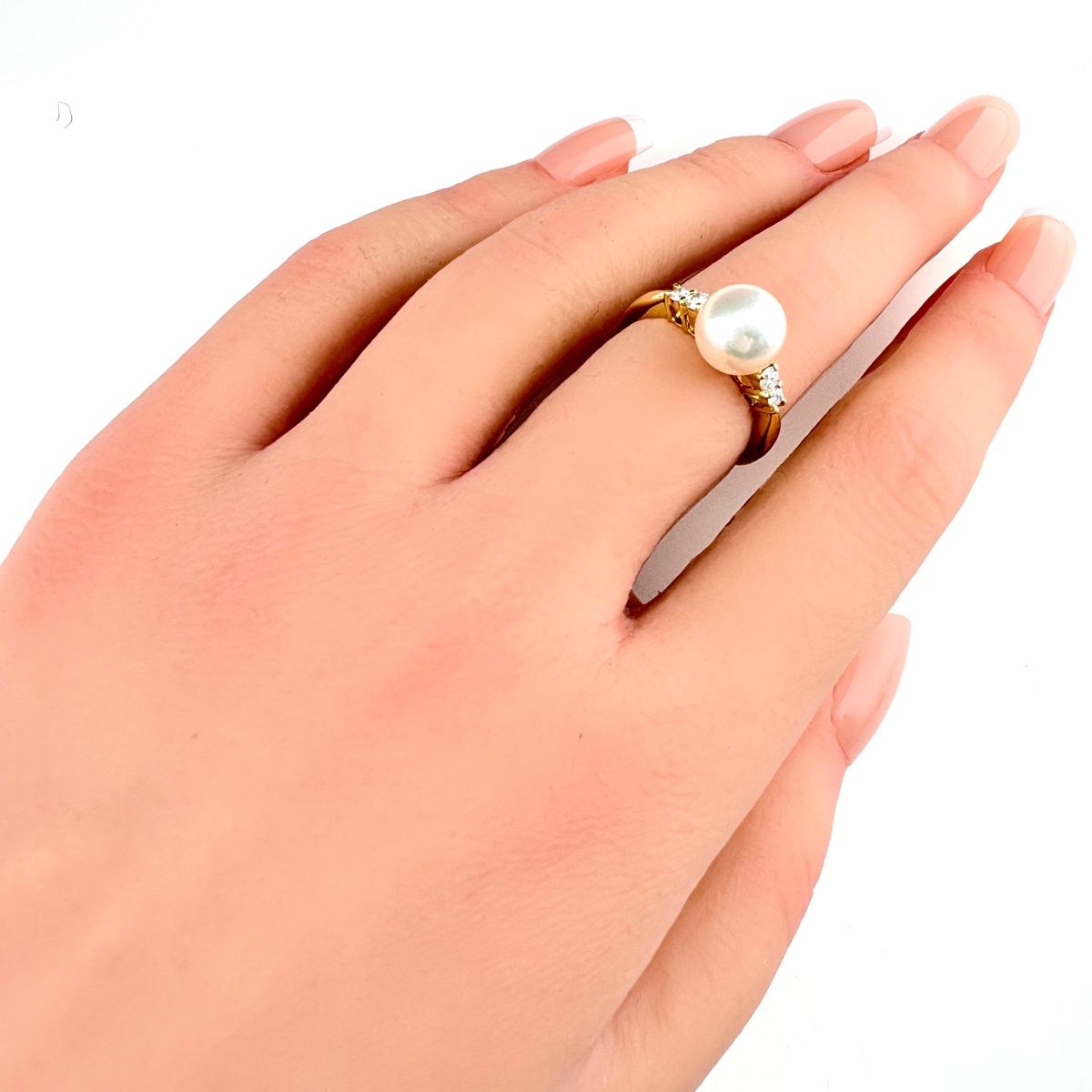 ミキモト MIKIMOTO パール デザインリング YG イエローゴールド 指輪 