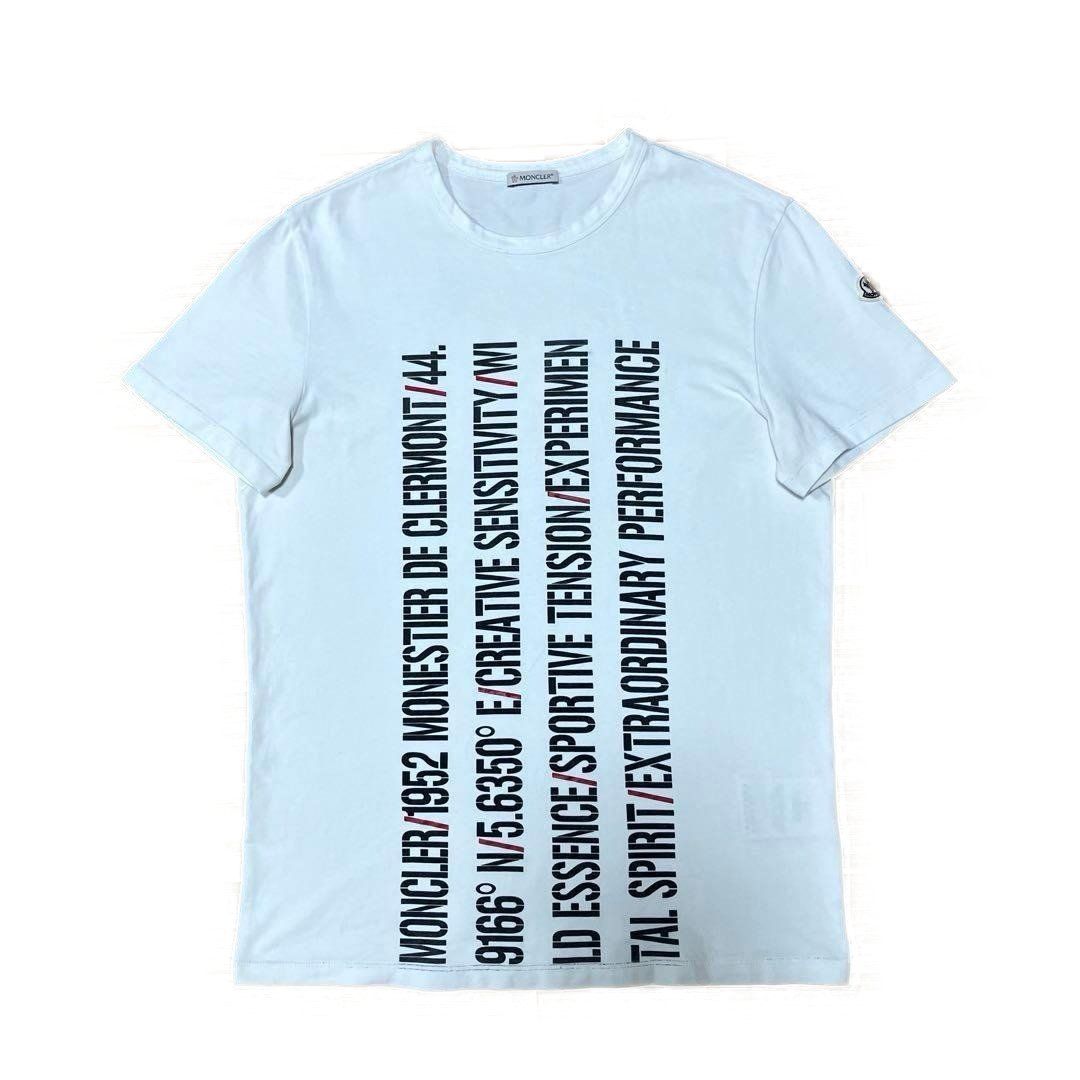 モンクレール テキスト ロゴプリント ワッペン ホワイト Tシャツ 3S250 