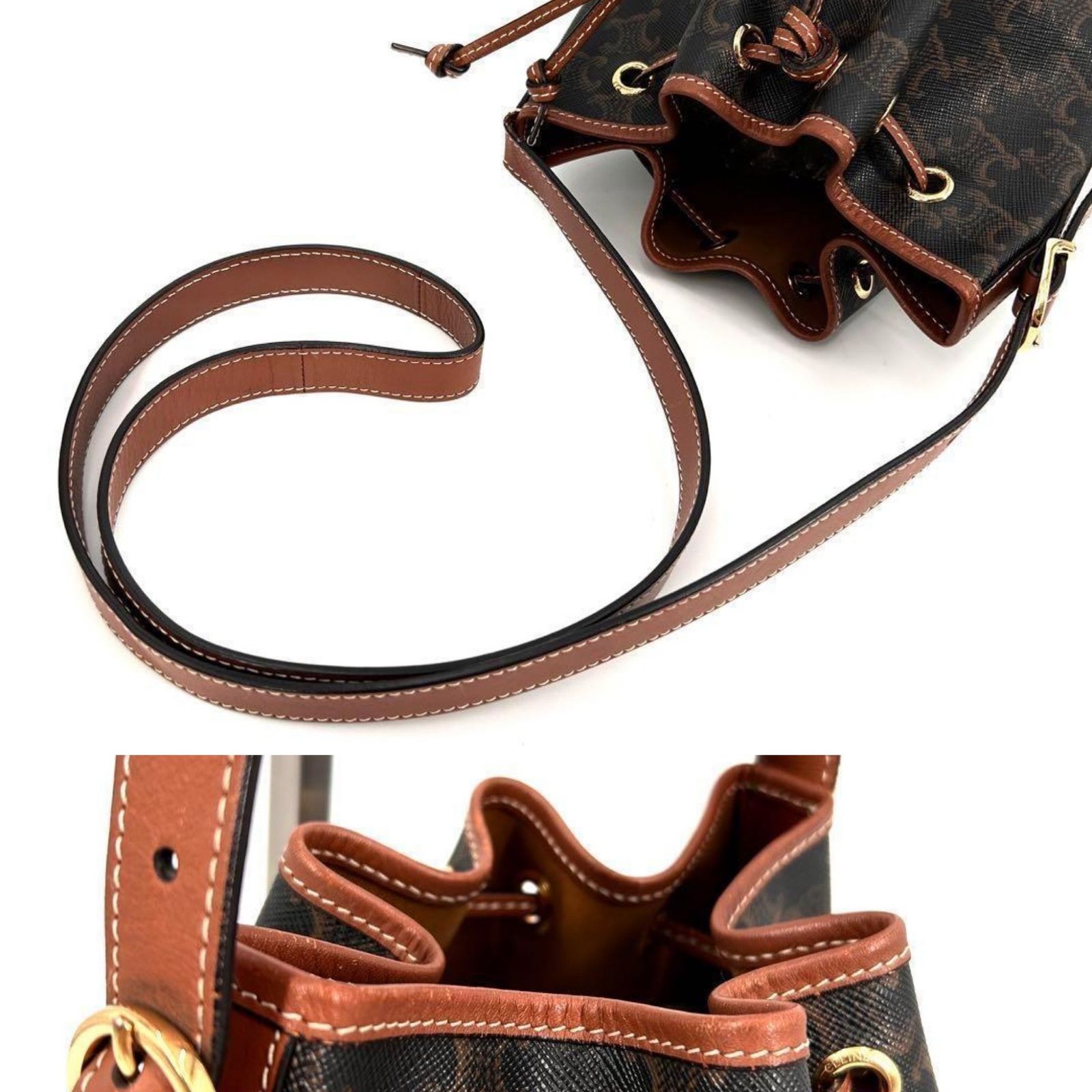 極美品 CELINE セリーヌ スモール ドローストリング スモール 