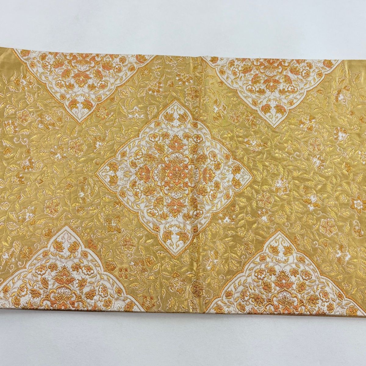 美品】 袋帯 名品 河村織物 落款 手おり 花唐草 古代麗雅文 金糸 箔