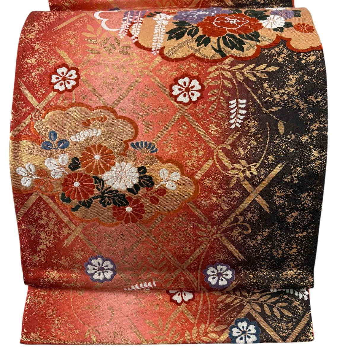 袋帯 秀品 草花 雲文 箔 朱色 六通 正絹 【中古】 - メルカリ 袋帯 秀品 草花 雲文 箔 朱色 六通 正絹 【中古】 - メルカリ