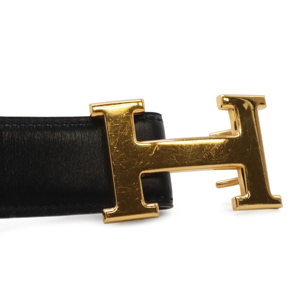 HERMES エルメス Hベルト Hバックル リバーシブル レザー ブラック 黒