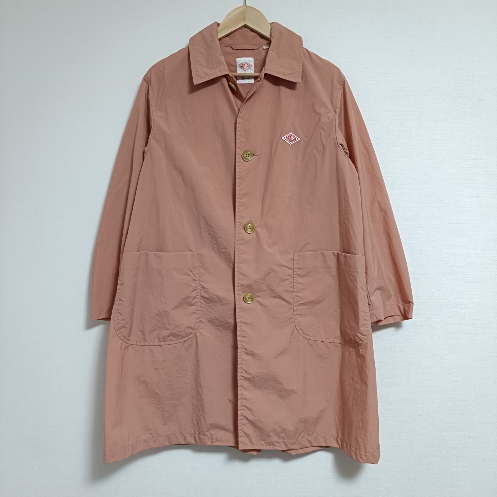 【極美品】DANTON ナイロン タフタコート ピンク ステンカラー 希少 レア ダントン ナイロンタフタ ステンカラーコート くすみピンク系 38 美品