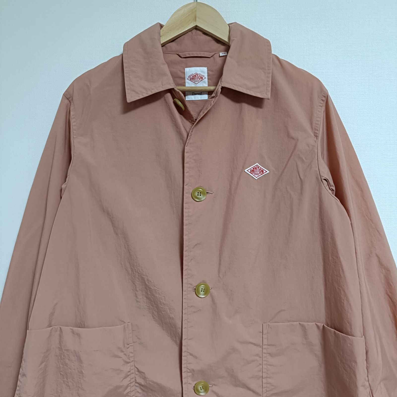 ダントン ナイロンタフタ ステンカラーコート くすみピンク系 38 美品