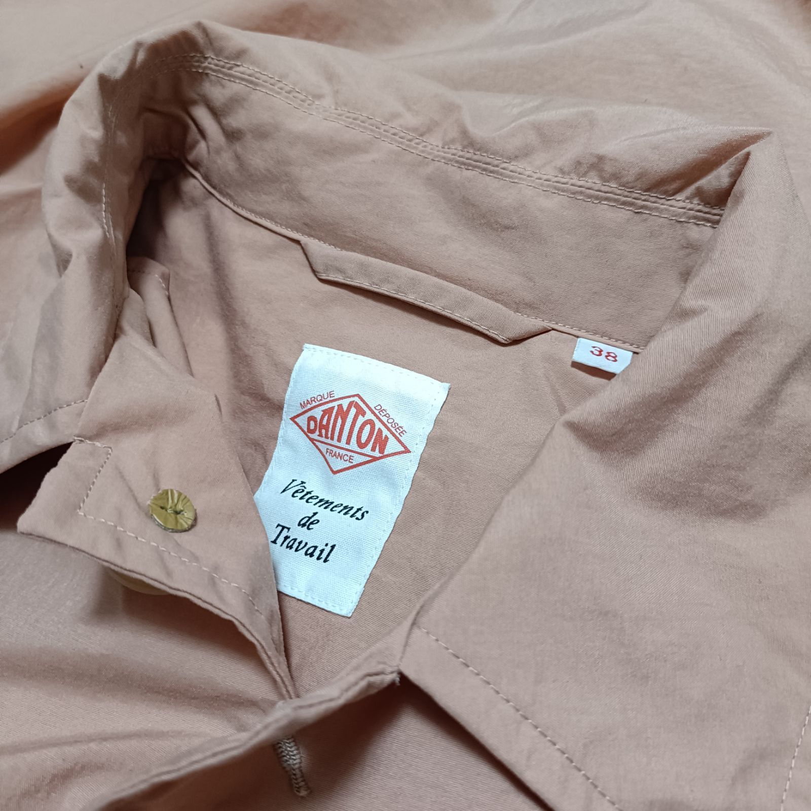 ダントン ナイロンタフタ ステンカラーコート くすみピンク系 38 美品