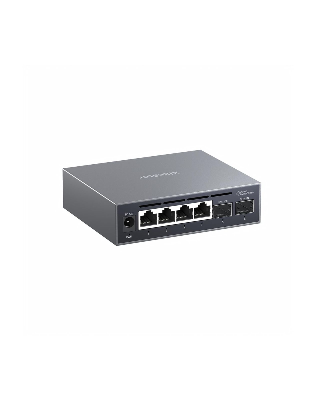 新品 XikeStor 6ポート WEB管理スイッチ (4×2.5G + 2×10G SFP+)搭載 全新 2.5gbps スイッチングハブアルミニウム合金製ケース 放熱性能 ファンレスで静音 小型 家庭向け 企業向け | SKS3200-4E2X