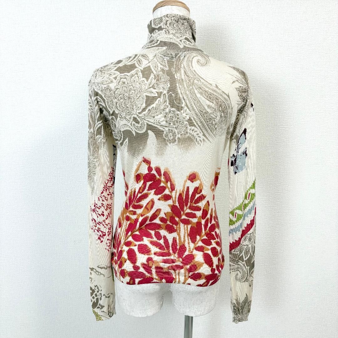 ETRO 長袖カシミヤ混ニット ハイネック 40 ライトベージュ ボタニカル柄 ETRO 長袖カシミヤ混ニット ハイネック 40 ライトベージュ ボタニカル