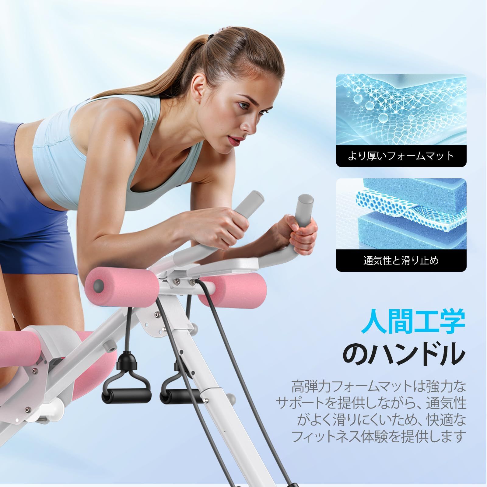 MERACH (メリック) 腹筋 筋トレ 腹筋マシーン 2段階傾斜調整 5段階高さ