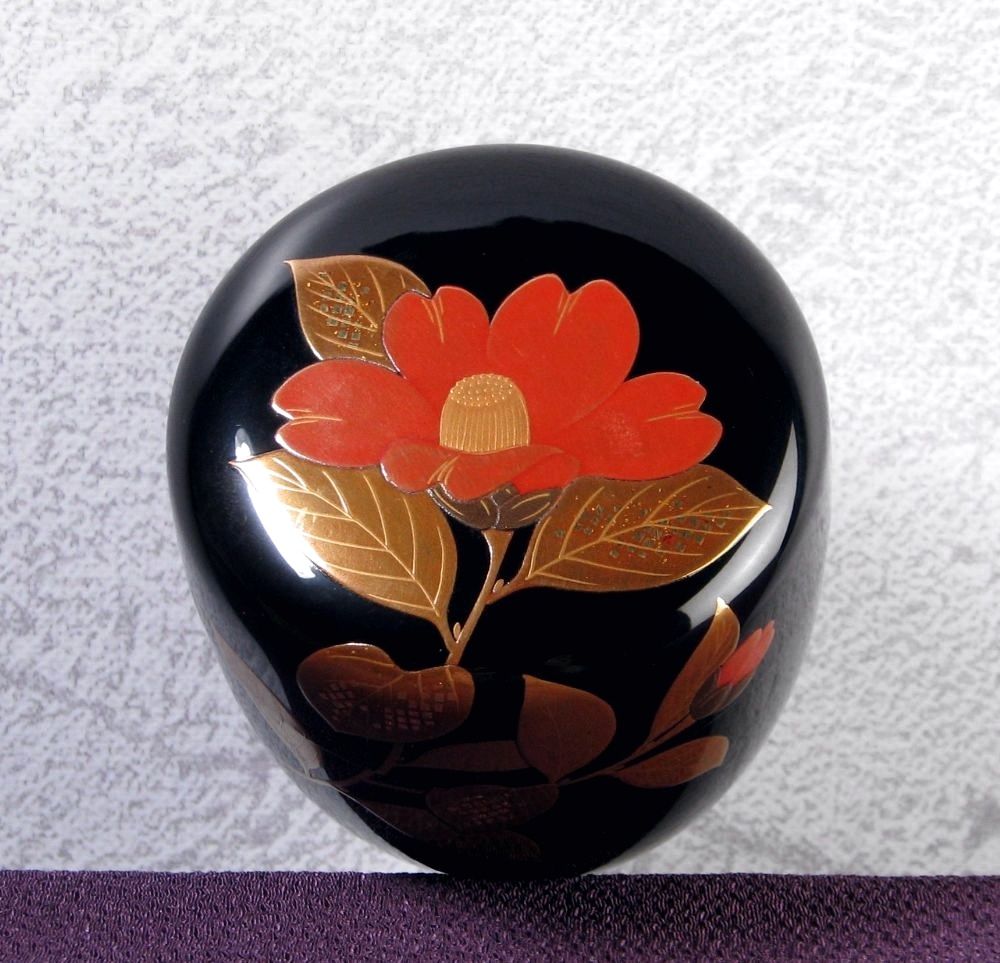 輪島塗 椿蒔絵棗 幅：7.3cm 共箱 美品 茶道具/26d011 - メルカリ