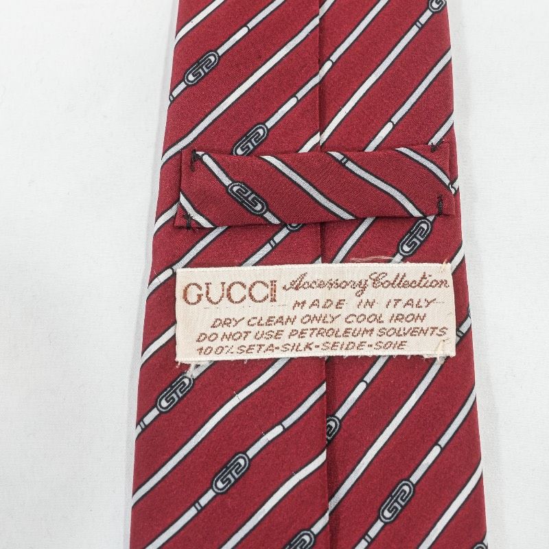 美品 GUCCI グッチ ネクタイ シルク 100% ブラウン 総柄 GG シルクジャ