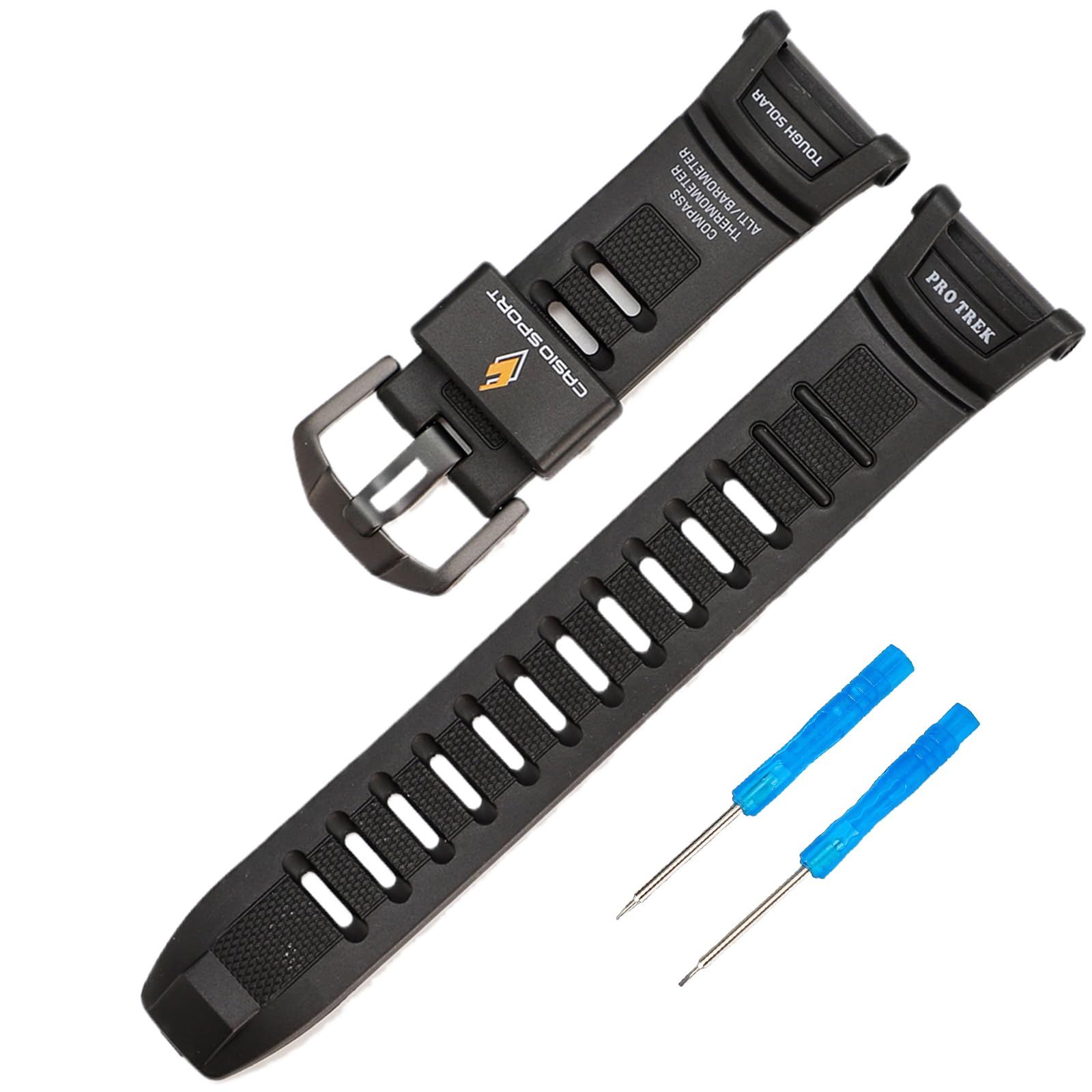 Casio Protrek PRG-130-1V | PRW-1500-1V | PRW-1500J-1 | PRW-1500J-1— Unisex Watch Accessory 18mm Replacement Resin, 21mm [Black/Rhombus/Black Buckle.]