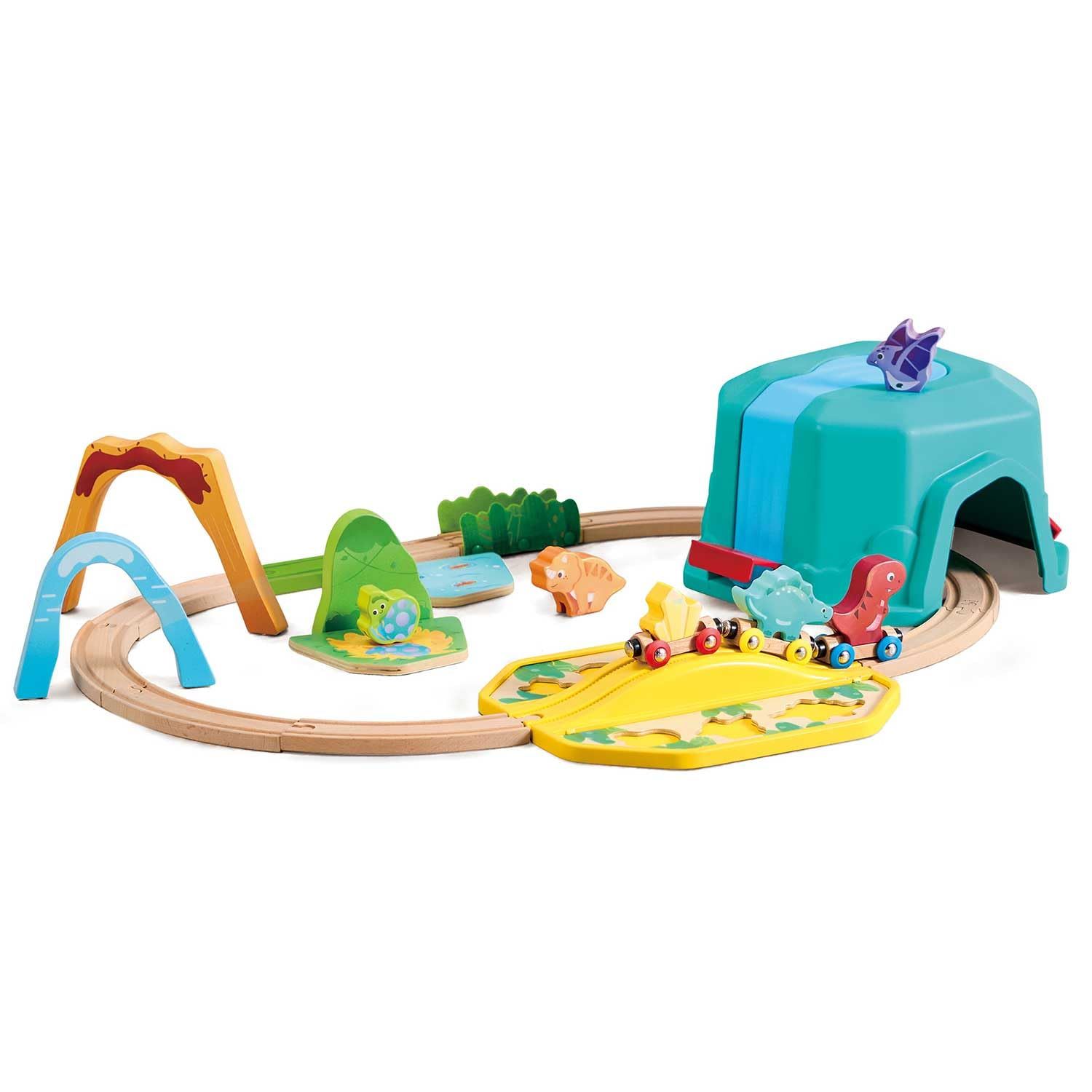 新品 Hape(ハペ) お片付け恐竜レールボックス 1.5才以上 木製 レール