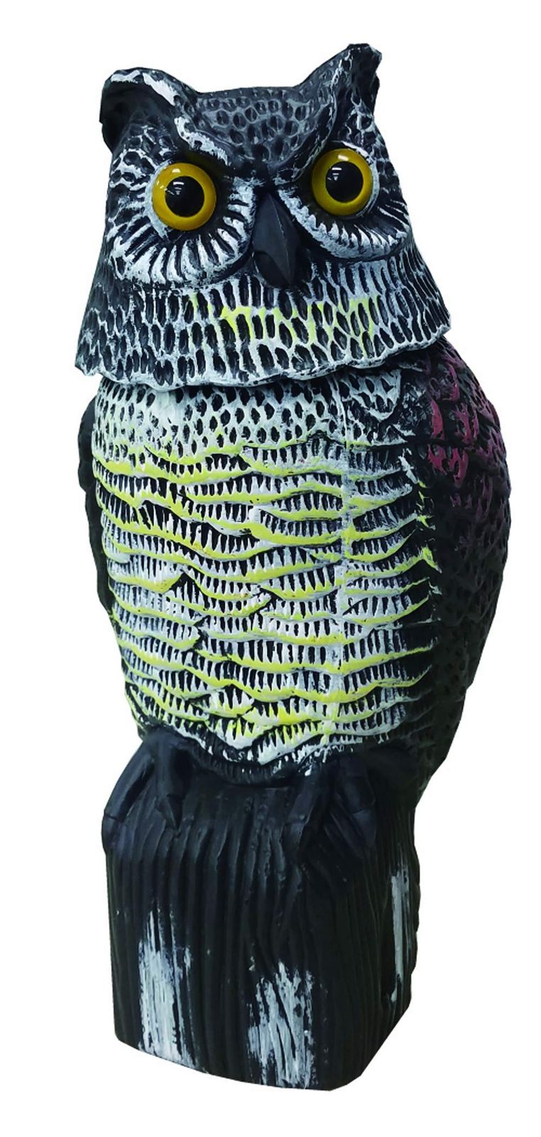 新品 ミツギロン 鳥よけ ふくろう ブラック 約18×15×40cm 鳥獣害対策 首がゆらゆら まるで本物 EG-83
