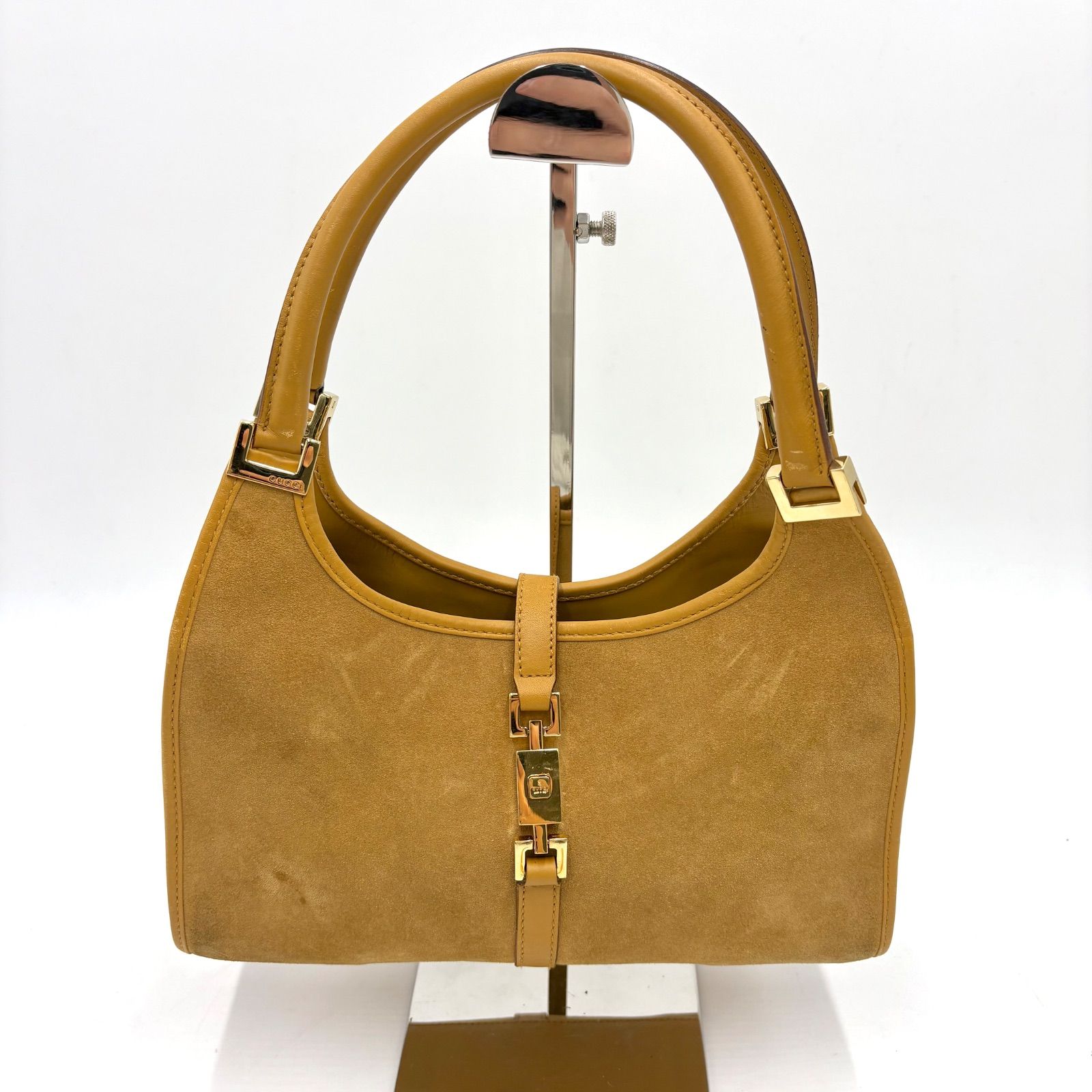 美品◎GUCCI グッチ ジャッキー ゴールド金具 スエード×レザー 