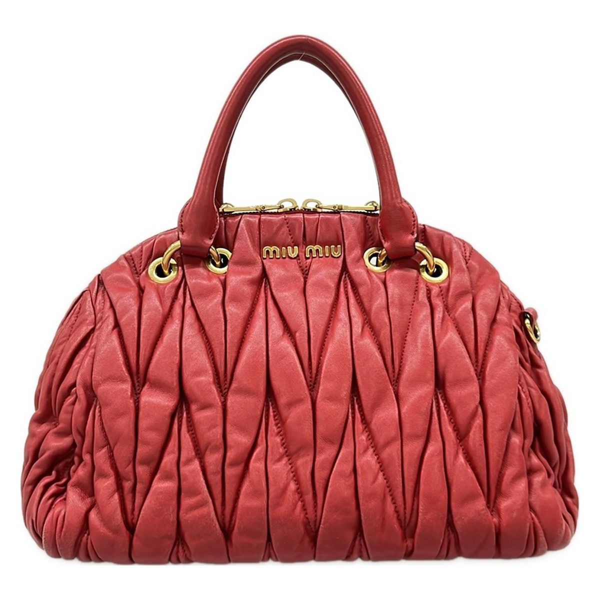 miumiu(ミュウミュウ) ハンドバッグ マテラッセ レッド レザー - メルカリ