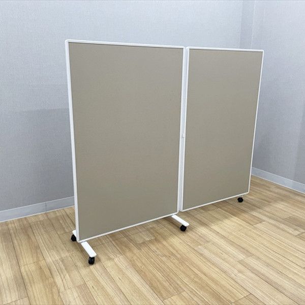 プラス 自立パーティション 2連 SY-2スクリーン クロスタイプ キャスター付 折りたたみ可 ベージュ
