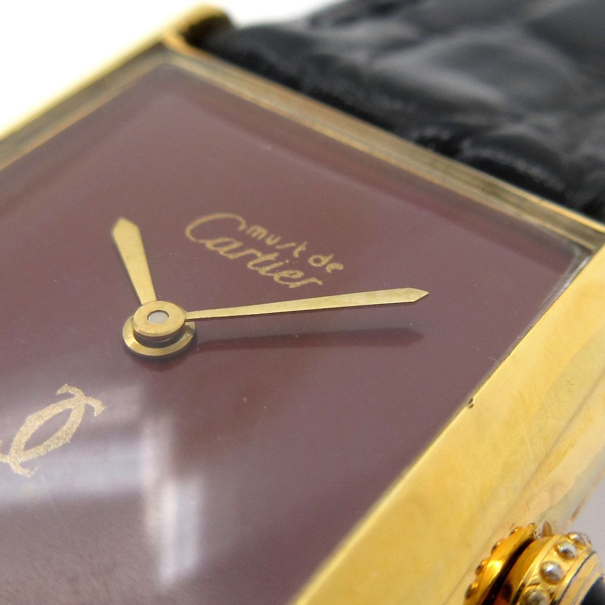 Cartier(カルティエ) 腕時計 マストタンク レディース 925/社外ベルト ボルドー カルティエ マストタンク レディース 手巻きムーブメント ボルドー文字