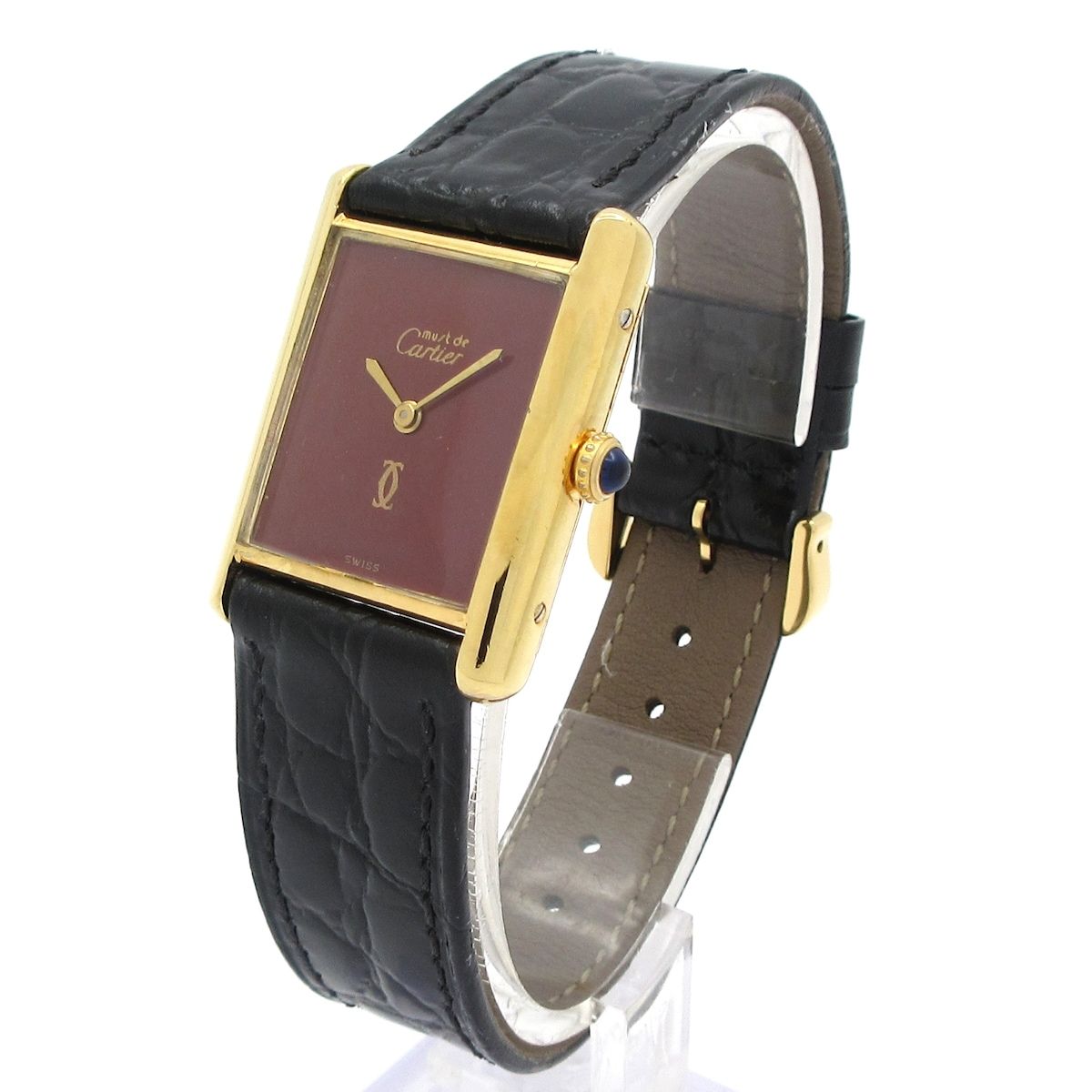 Cartier(カルティエ) 腕時計 マストタンク レディース 925/社外ベルト ボルドー カルティエ マストタンク レディース 手巻きムーブメント ボルドー文字