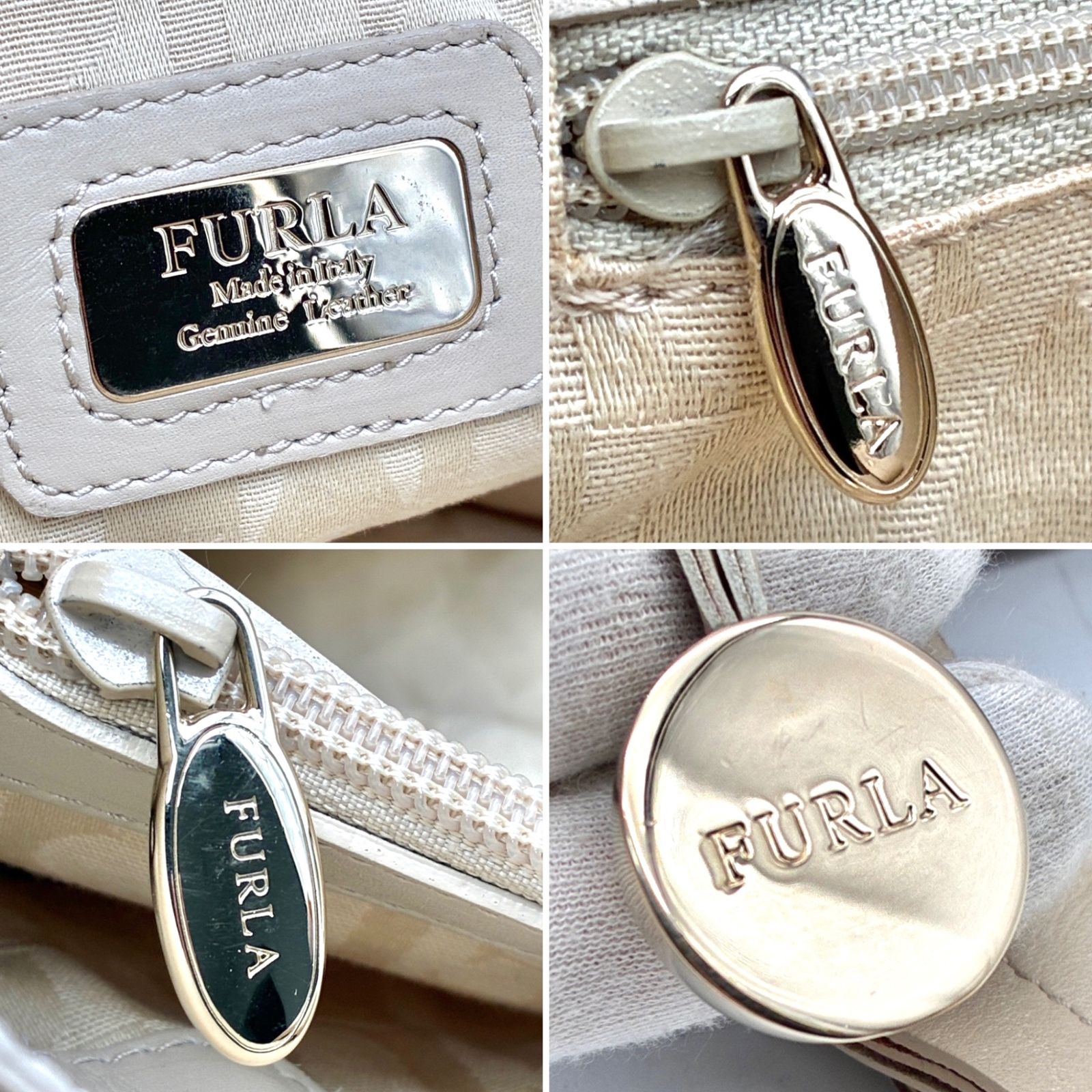 FURLA フルラ トートバッグ カゴバッグ ストロー レザー ベージュ 