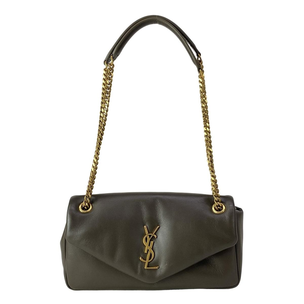 SAINT LAURENT PARIS (聖羅蘭巴黎) 斜背包 Calypso 734153 深棕色 鏈條肩背包 皮革 ‐ Mercari ...