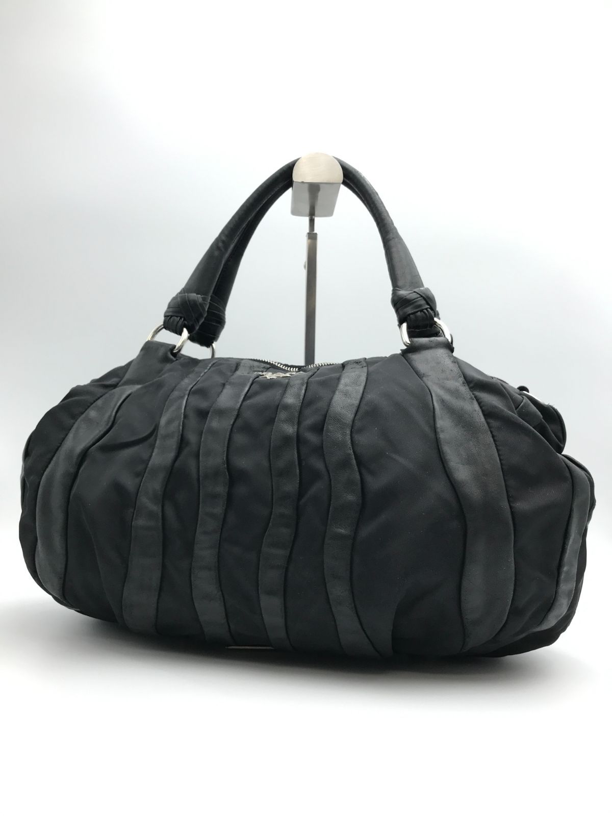 希少 PRADA プラダ クリムソン トートバッグ テスートナイロン×レザー 