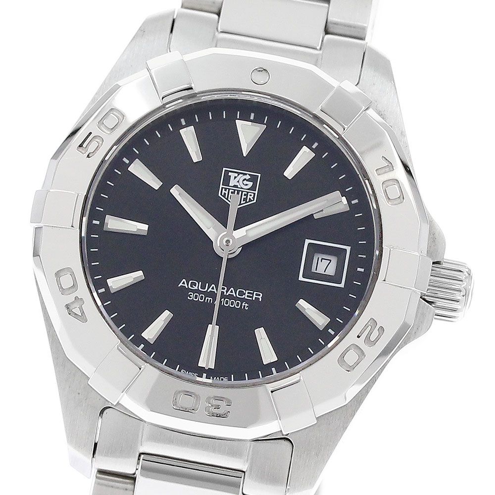 タグホイヤー アクアレーサー WAY1410 クオーツ 腕時計 ステンレススチール ブラック 黒文字盤 0038【中古】TAG HEUER レディース TAG Heuer - タグホイヤー アクアレーサー WAY1410 クオーツ 腕時計