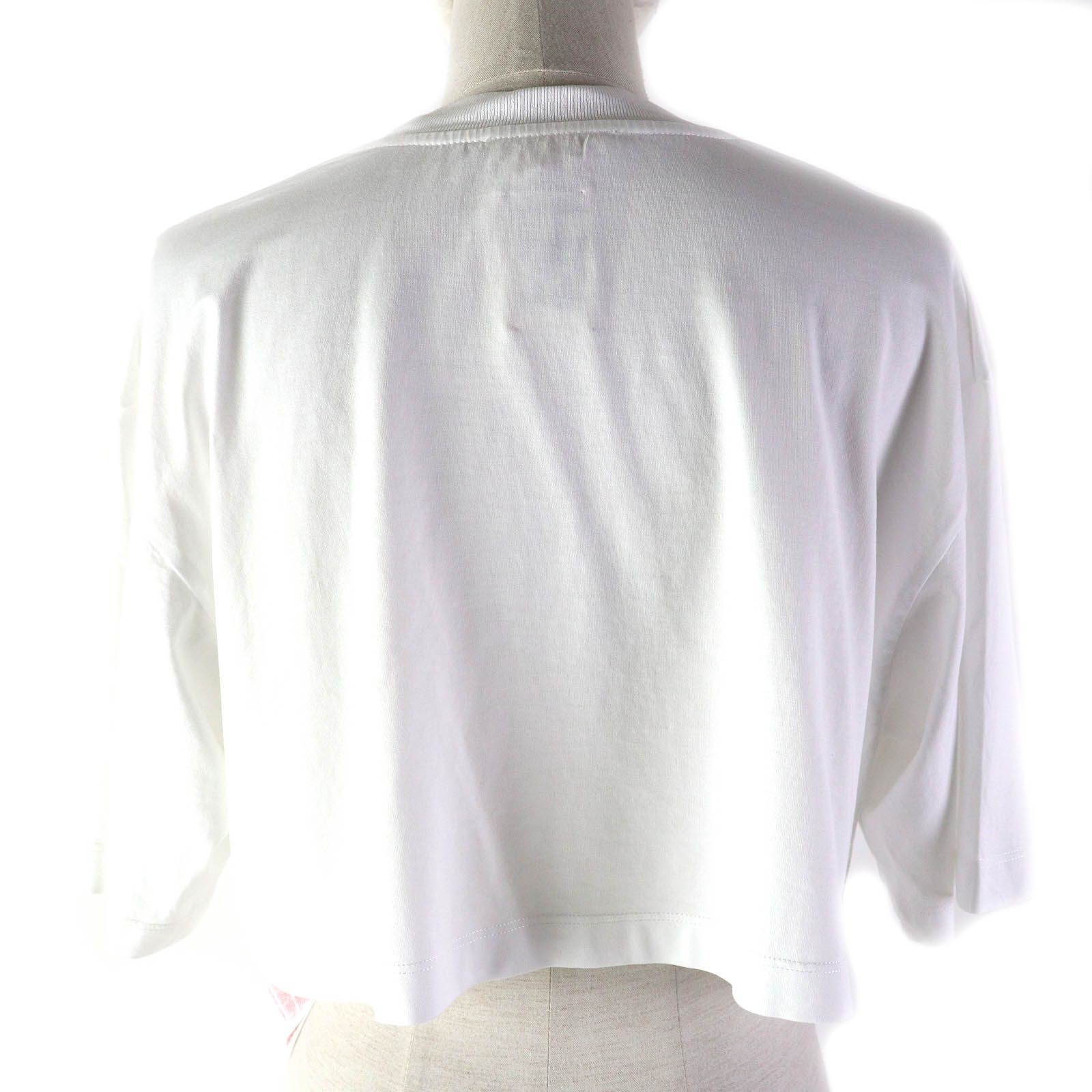 美品△MARNI Flaminia Veronesi マルニ フラミニアヴェロ 23SS コットン100％ ロゴプリント クルーネック クロップド 半袖Ｔシャツ ホワイト マルチカラー 38 イタリア製 正規品 レディース 美品△MARNI Flaminia Veronesi マルニ フラミニアヴェロ 23SS